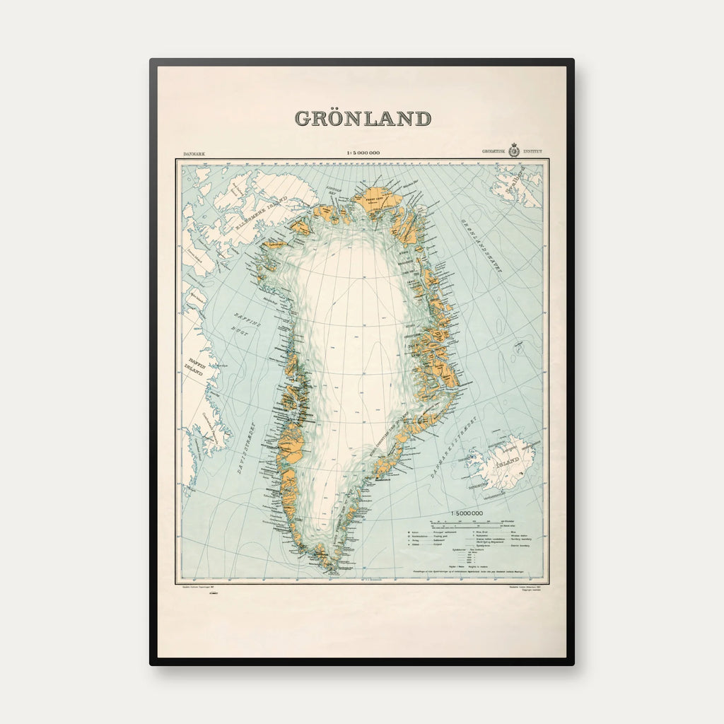 Grønland 1937 - Kort over øen - Plakat – billede 1