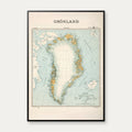 Grønland 1937 - Kort over øen - Plakat – billede 1