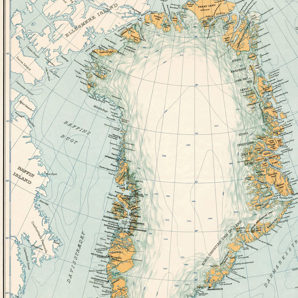 Grønland 1937 - Kort over øen - Plakat – billede 4