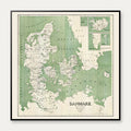 Danmarkskort 1880-85 - Skolekort af F. Christiani - Plakat – billede 1