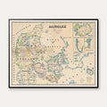 Danmarkskort 1872 - Grønland, Færøerne, Island - 65×50 cm – billede 1
