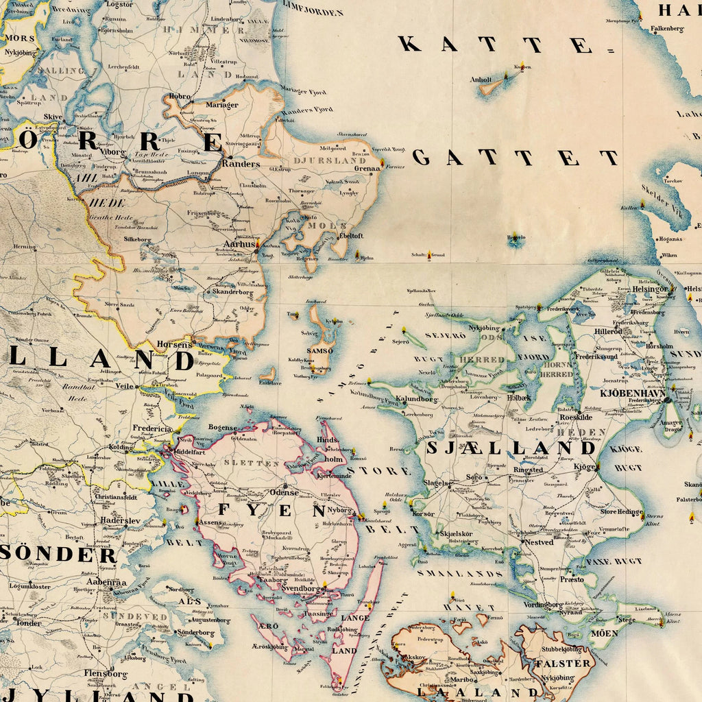 Danmarkskort 1872 - Grønland, Færøerne, Island - 65×50 cm – billede 4