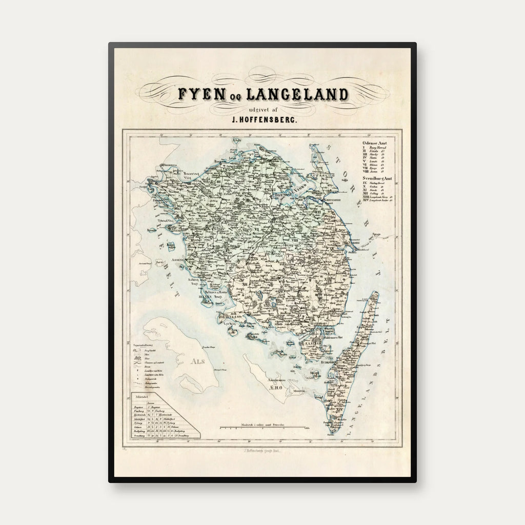 Fyn og Langeland 1860 - Administrativt Kort – billede 1