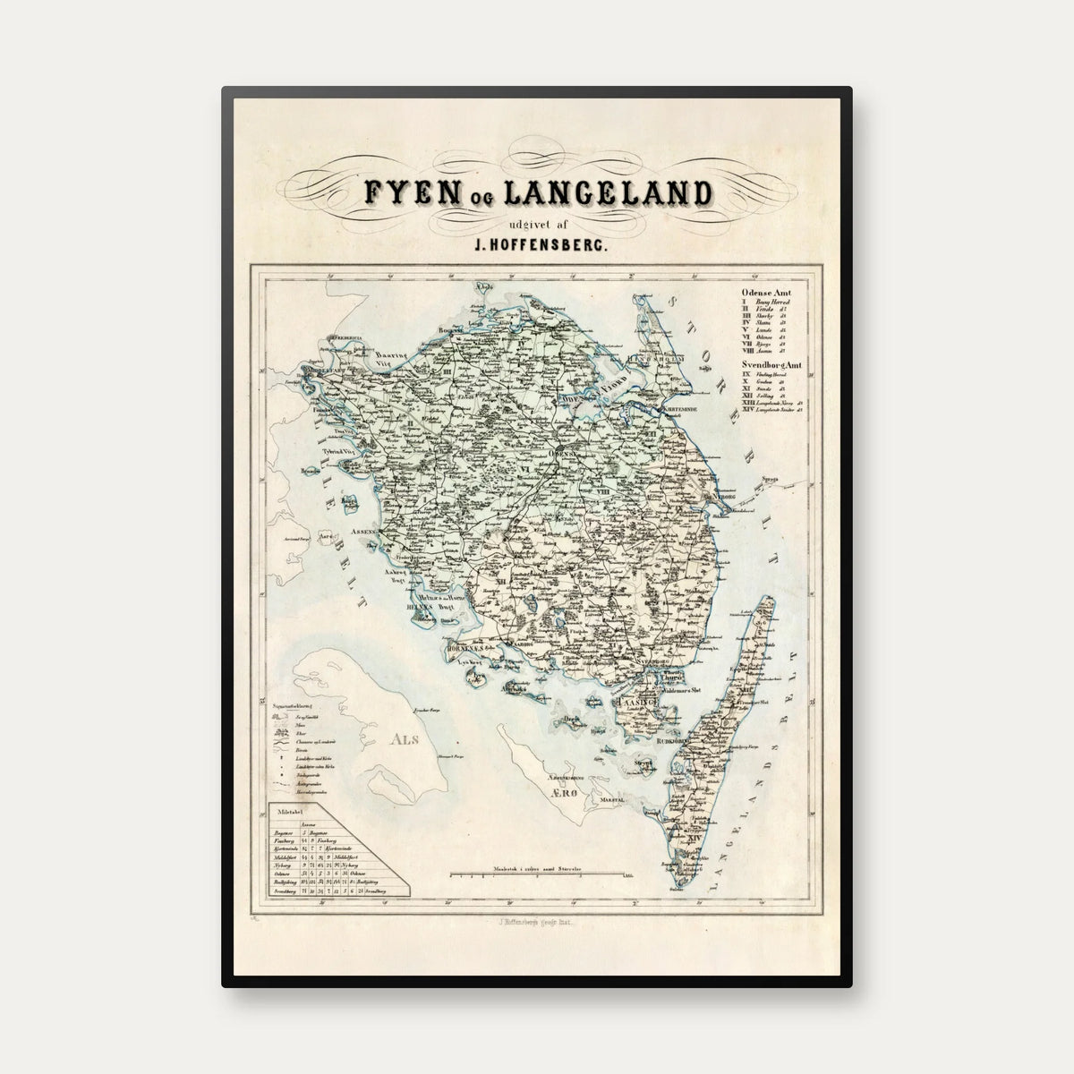 Fyn og Langeland 1860 - Administrativt Kort – billede 1