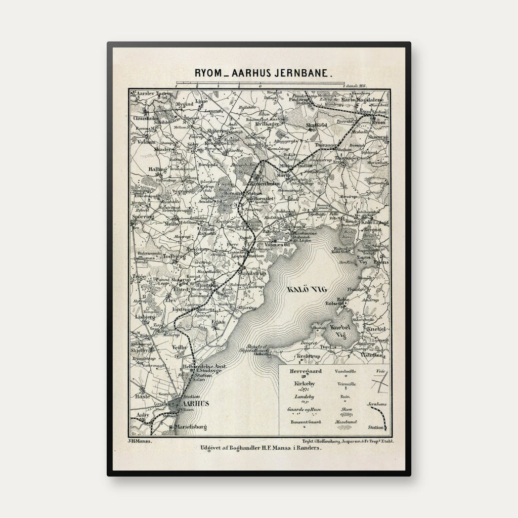 Jernbanekort 1870 - Ryom - Aarhus – billede 1