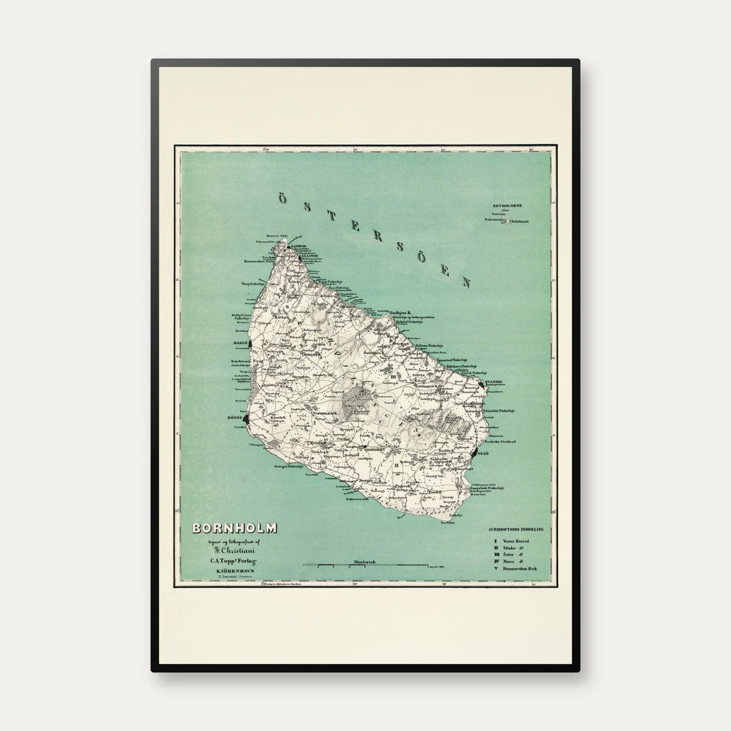 Kort over Bornholm 1884 - F. Christiani – billede 1