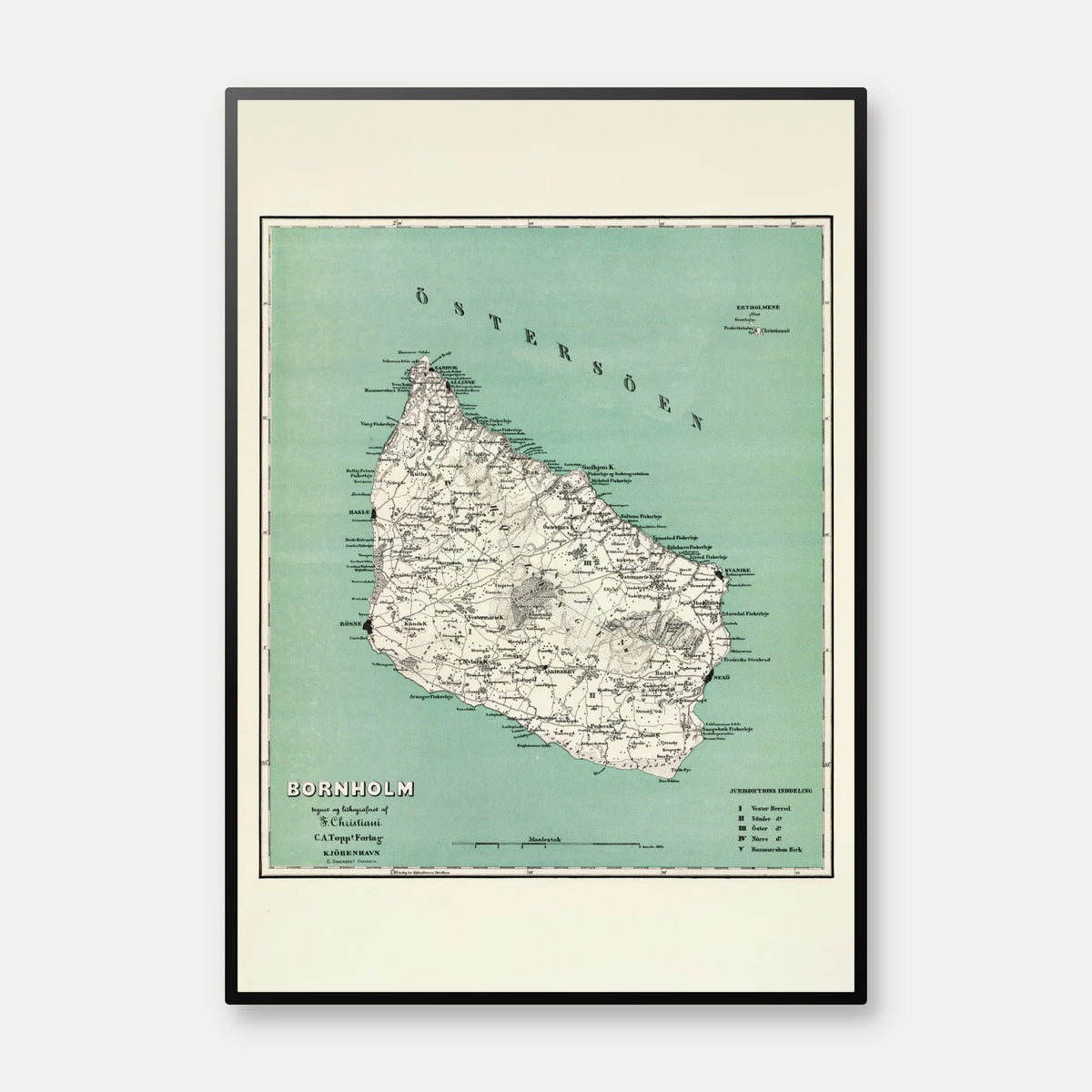 Kort over Bornholm 1884 - F. Christiani – billede 1