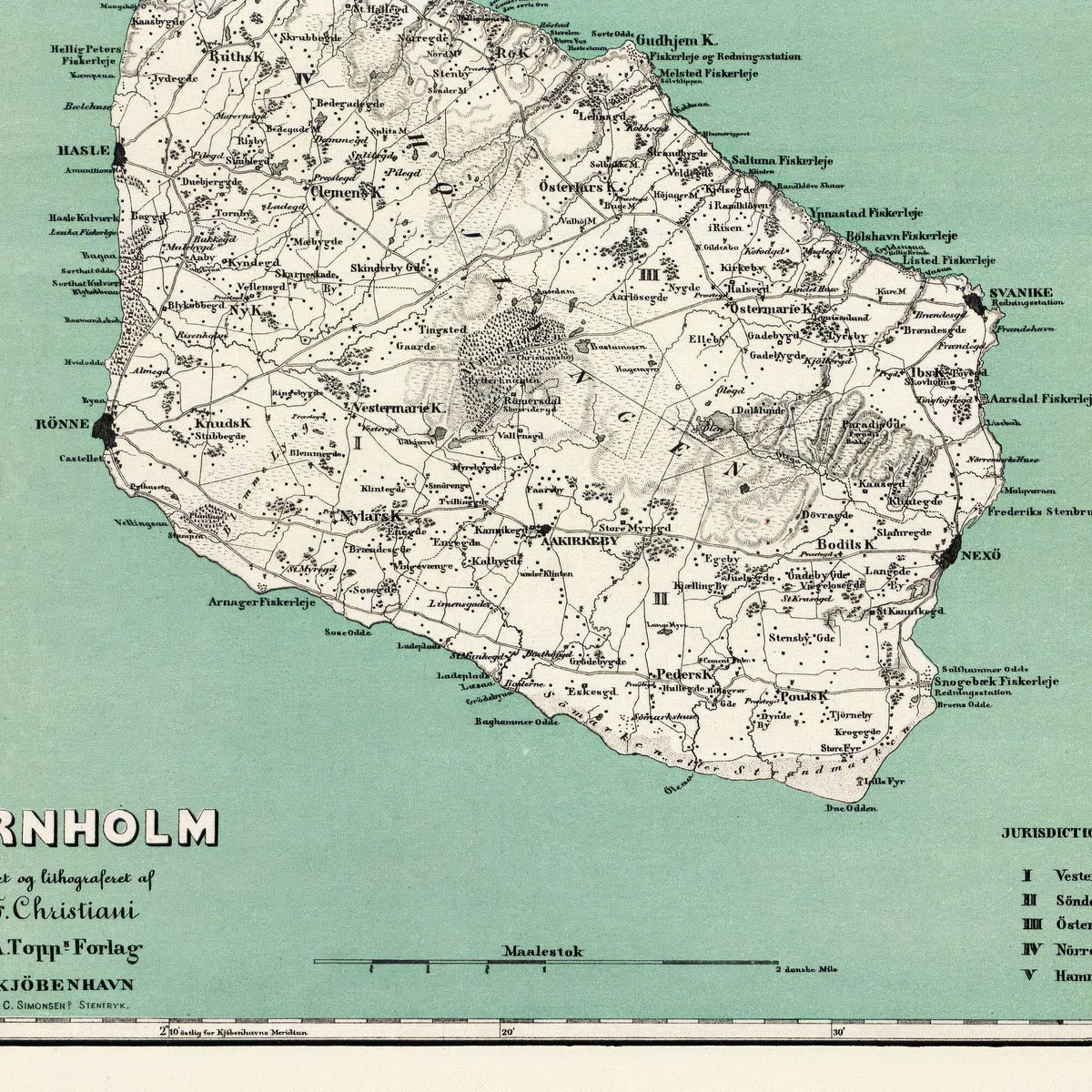 Kort over Bornholm 1884 - F. Christiani – billede 4