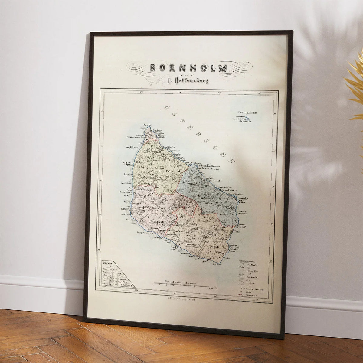 Kort over Bornholm 1857 - Hoffensbergs geografiske kort – billede 2