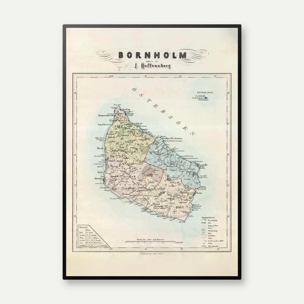 Kort over Bornholm 1857 - Hoffensbergs geografiske kort – billede 1