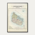 Kort over Bornholm 1857 - Hoffensbergs geografiske kort – billede 1