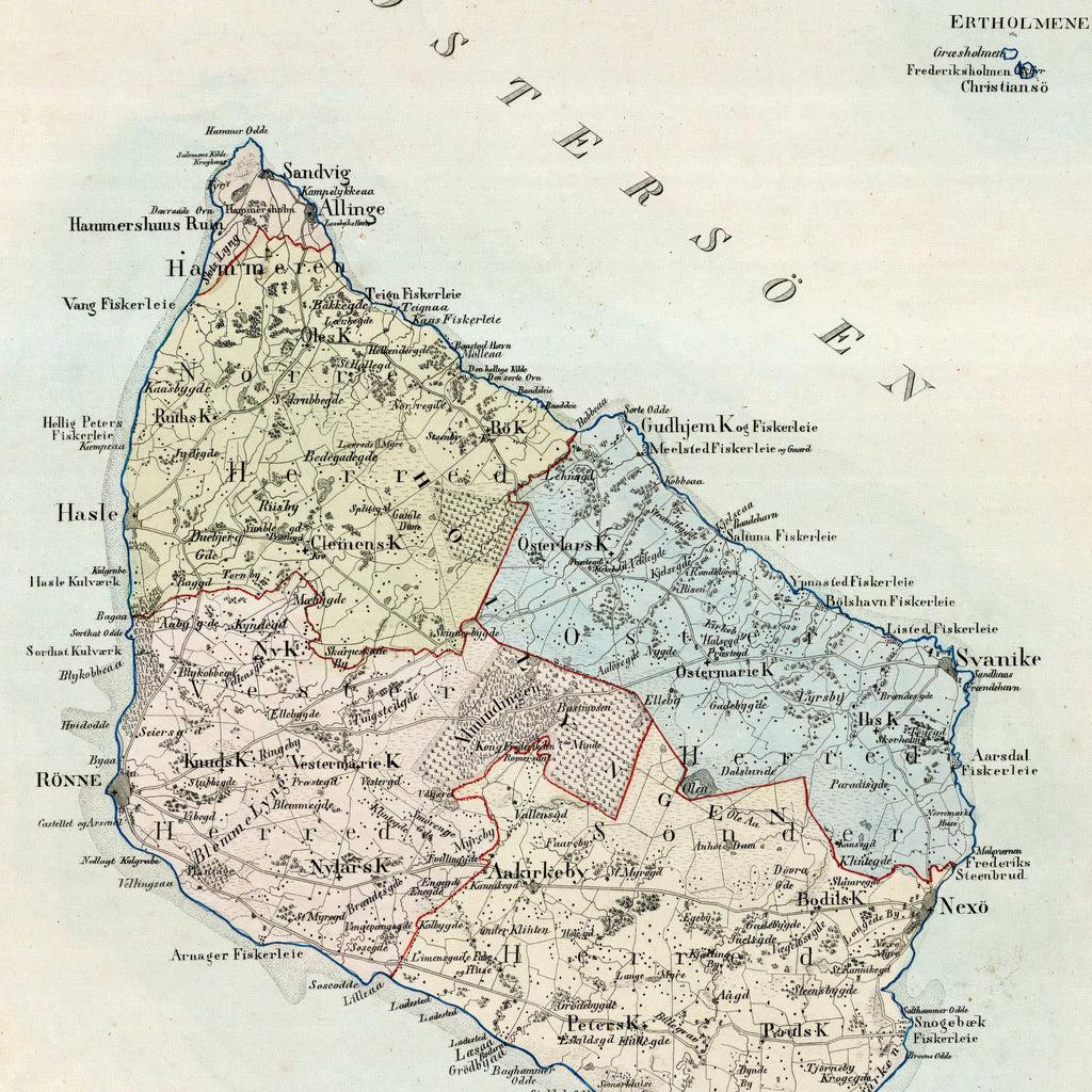 Kort over Bornholm 1857 - Hoffensbergs geografiske kort – billede 4