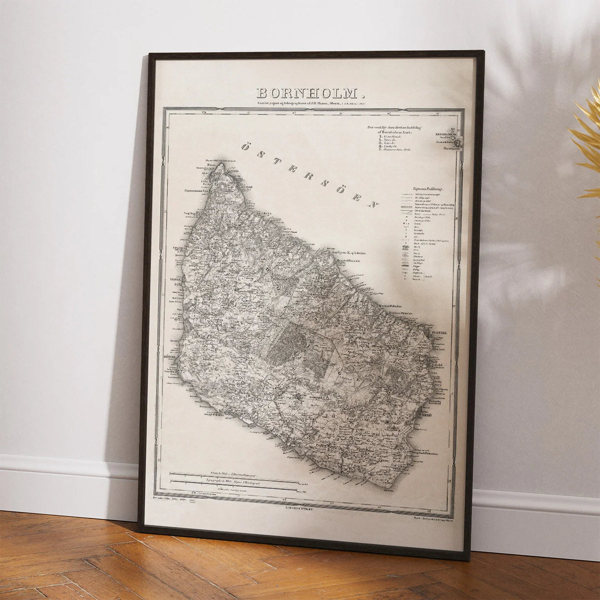 Kort over Bornholm 1883 - Herredsinddeling – billede 2