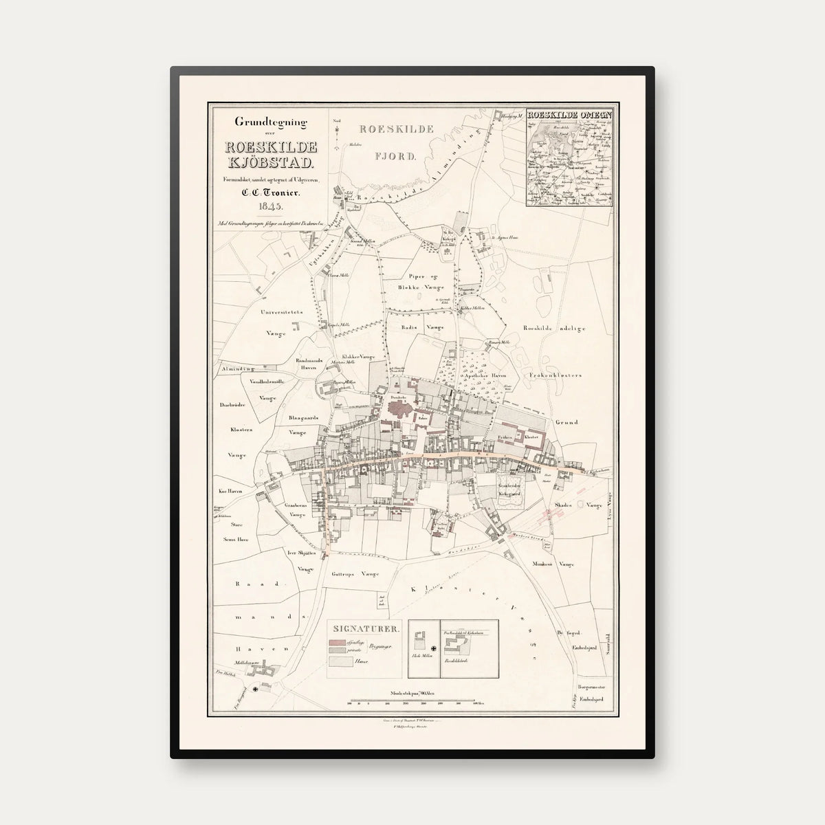 Roskilde By 1845 - Administrativt kort – billede 1