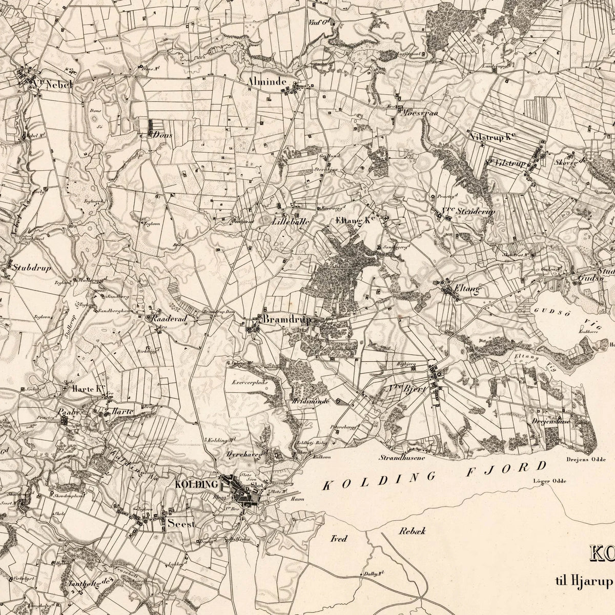 Koldings omegn mod syd 1851 - Militært kort – billede 4