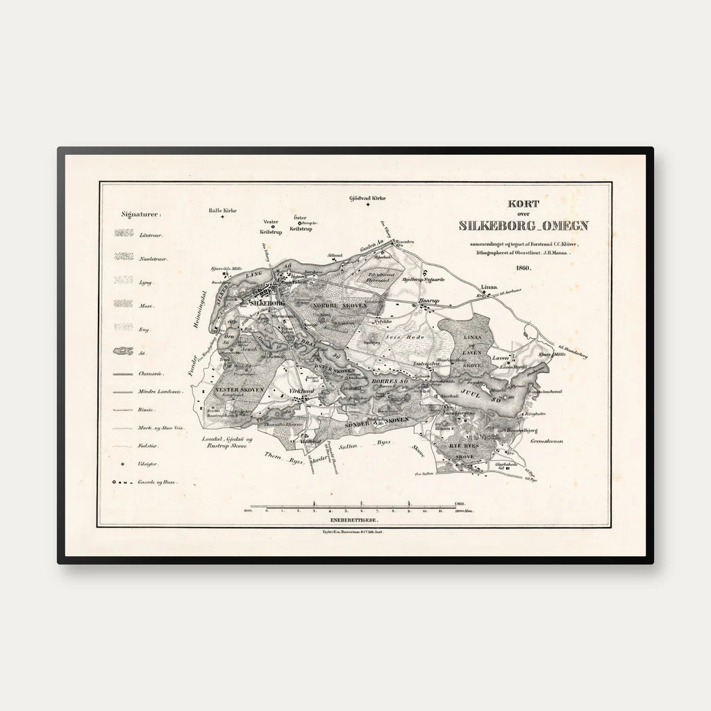 Silkeborg & Omegn 1860 - Klassisk topografisk bykort – billede 1