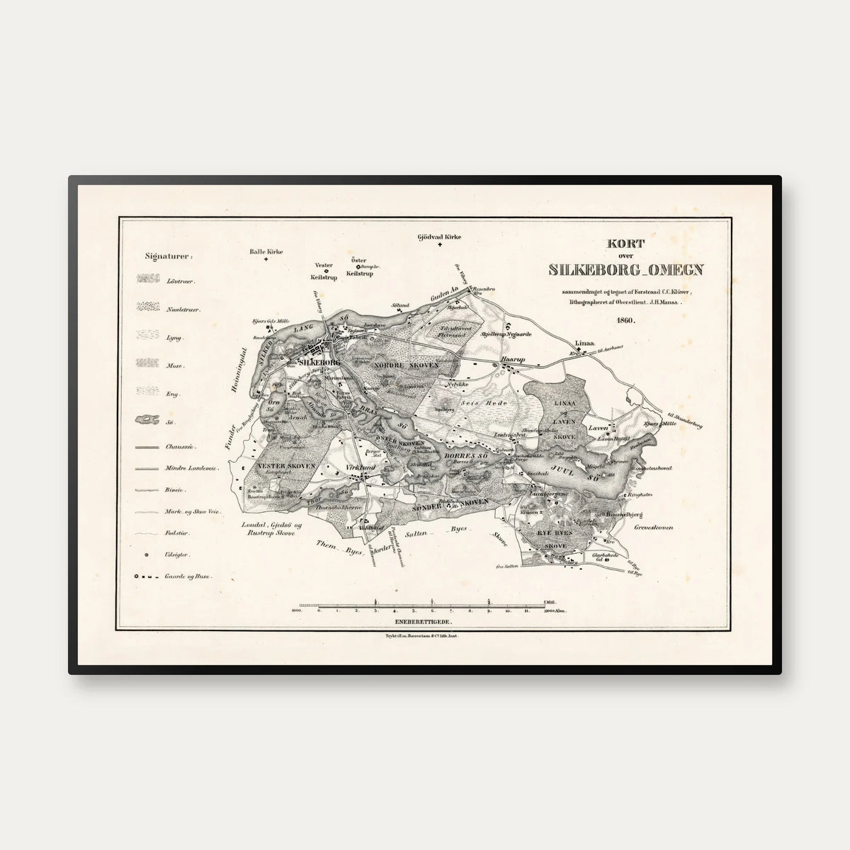 Silkeborg & Omegn 1860 - Klassisk topografisk bykort – billede 1
