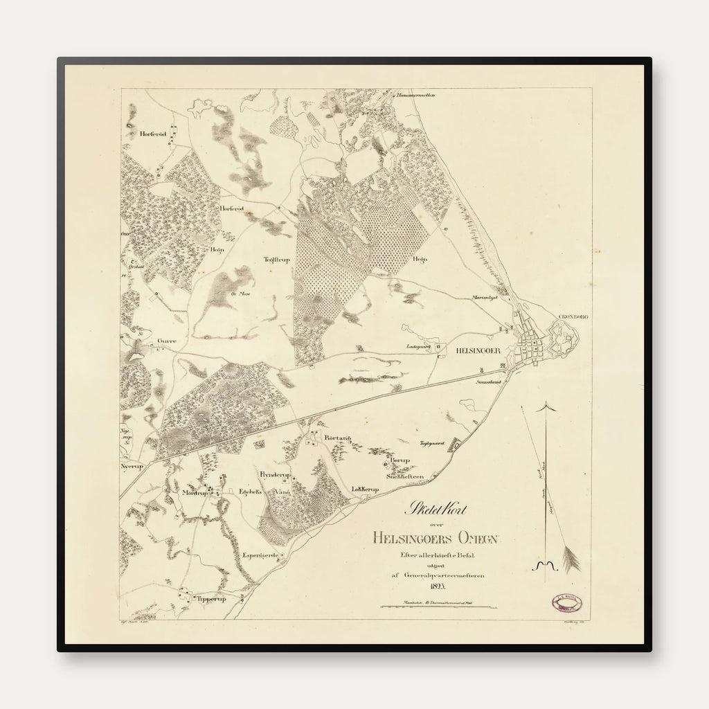 Helsingør Omegn 1823 - Skeletkort – billede 1