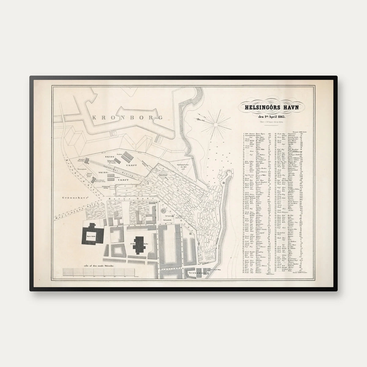 Helsingør Havn 1865 - Situationskort 1. april – billede 1