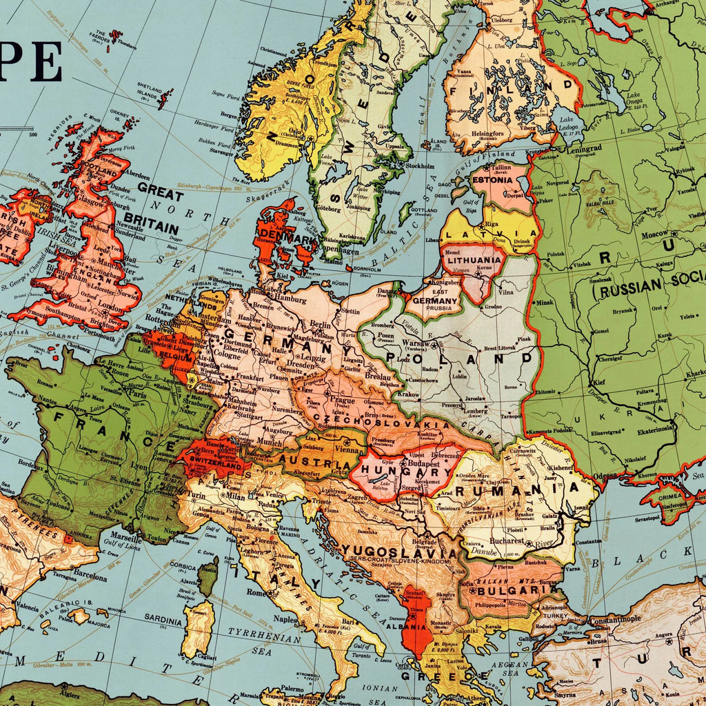 Europa af G.W.Bacon 1923 - Kort - 75×58 cm – billede 4