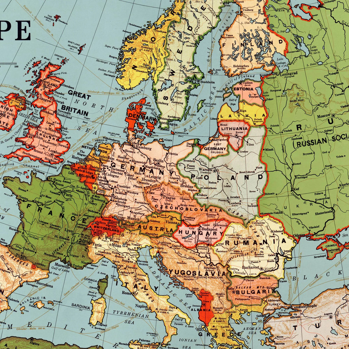 Europa af G.W.Bacon 1923 - Kort - 75×58 cm – billede 4