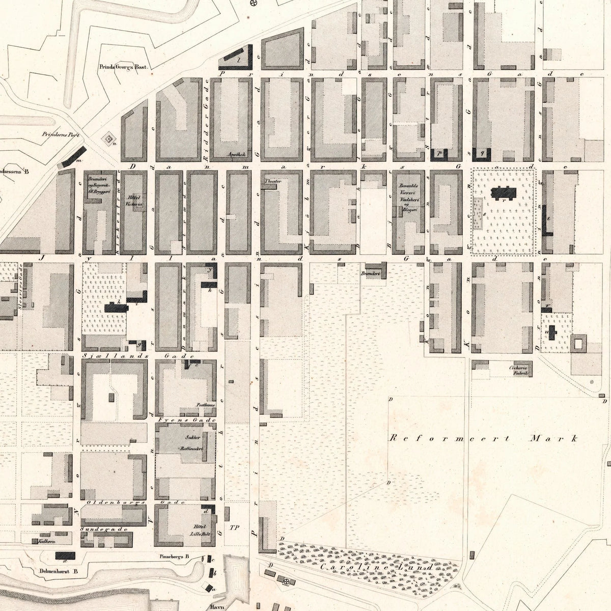 Kort over Fredericia 1858 - Bykort af J. P. Trap – billede 4