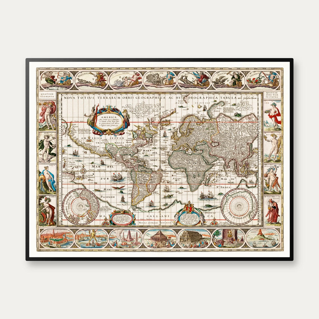 Verdenskort 1635-1649 - 75×57 cm – billede 1