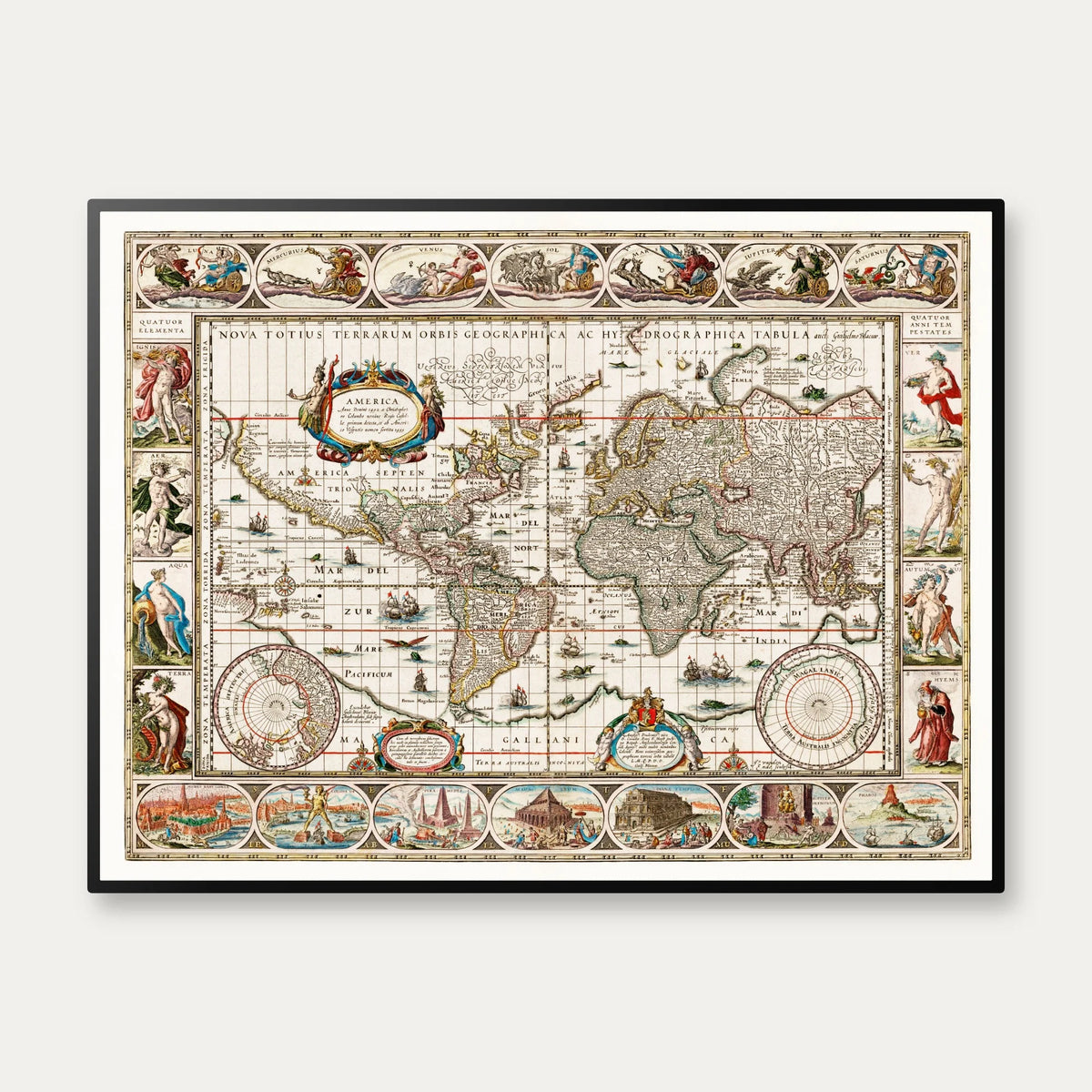 Verdenskort 1635-1649 - 75×57 cm – billede 1