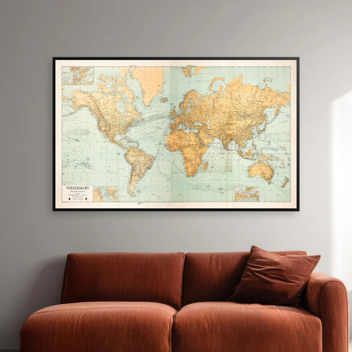 Verdenskort 1915 - Mercator - 80×50 cm – billede 2