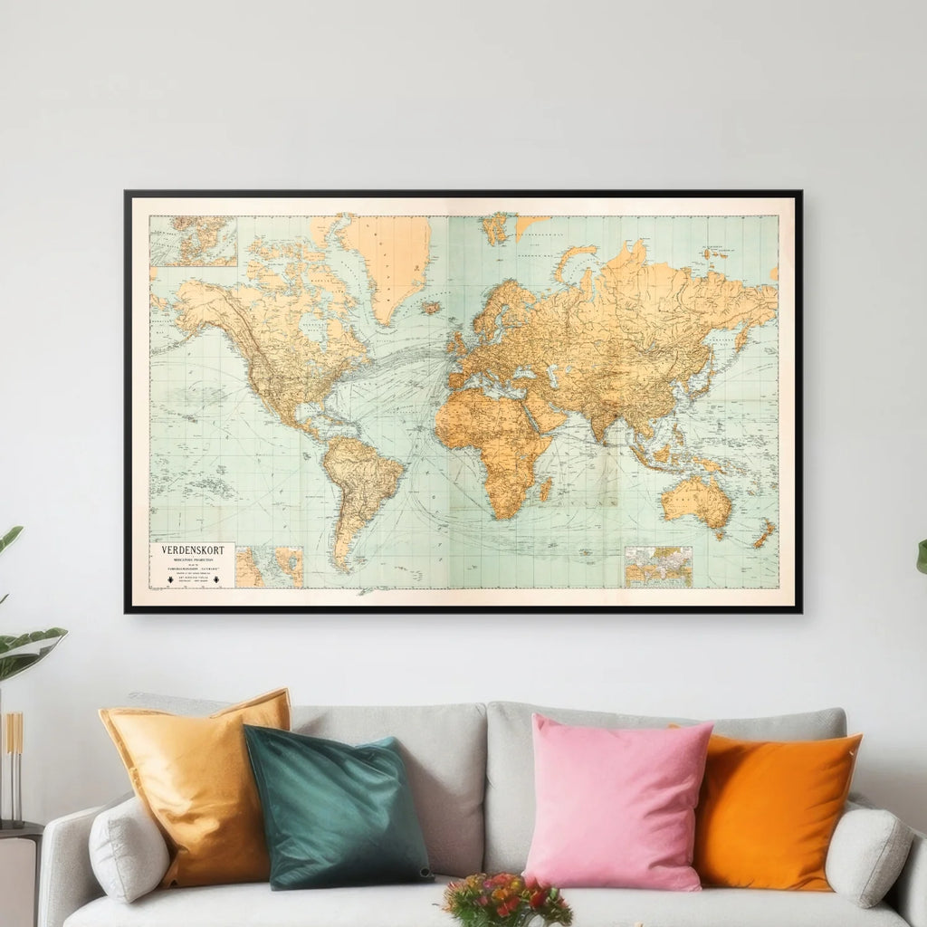 Verdenskort 1915 - Mercator - 80×50 cm – billede 3