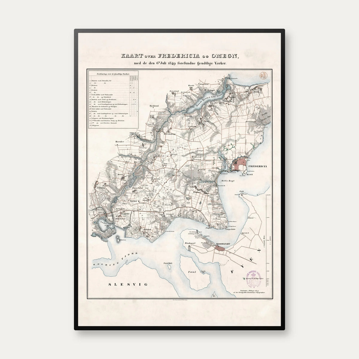 Fredericia og Omegn 1849 - Militærhistorisk kort – billede 1