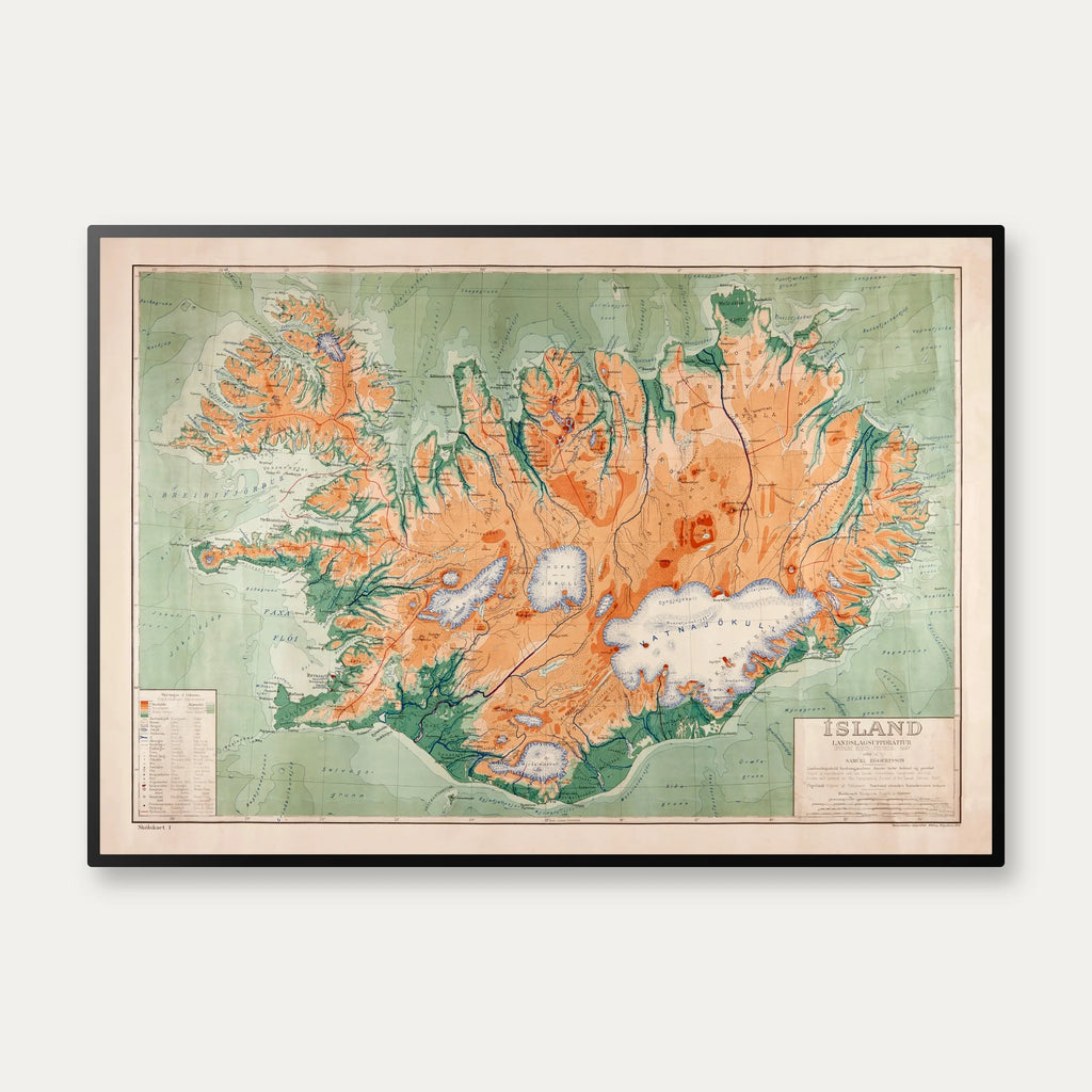 Island 1928 - Landekort - Plakat – billede 1