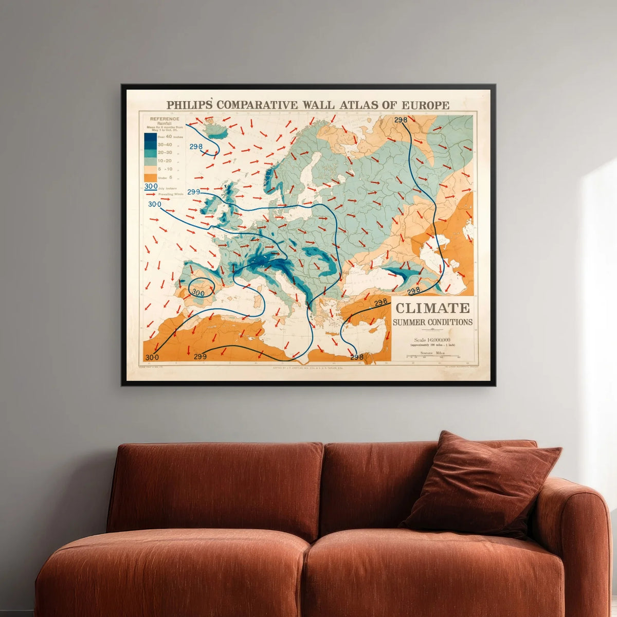 Europa 1920 - Vejrforhold Sommer - 60×48 cm – billede 2
