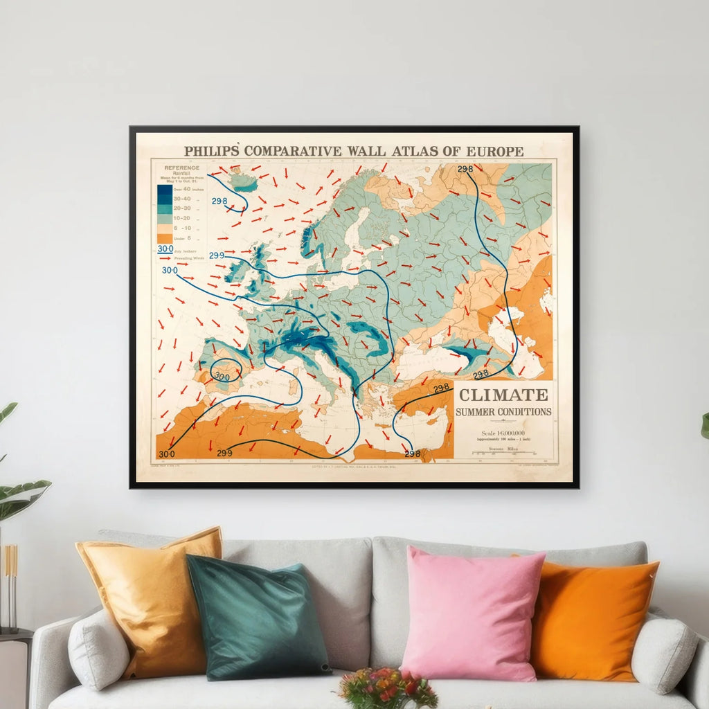 Europa 1920 - Vejrforhold Sommer - 60×48 cm – billede 3