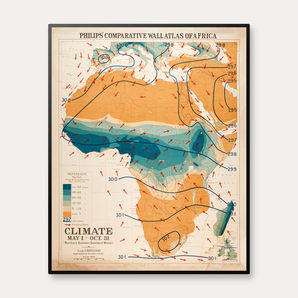 Kort Over Afrika 1913 - Klimakort - 48×60 cm – billede 1
