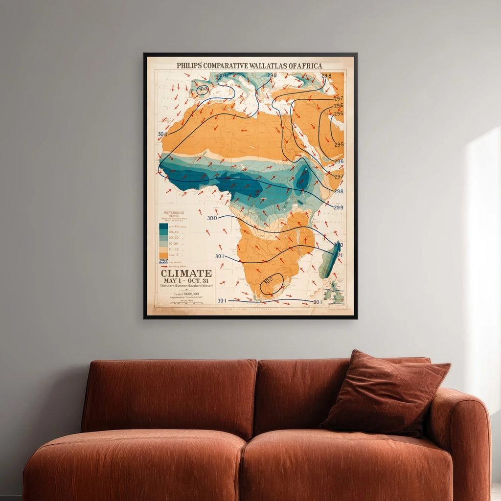 Kort Over Afrika 1913 - Klimakort - 48×60 cm – billede 2