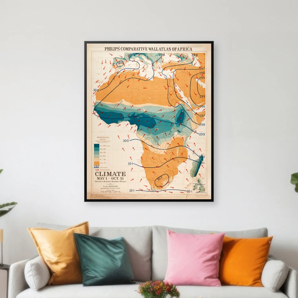 Kort Over Afrika 1913 - Klimakort - 48×60 cm – billede 3