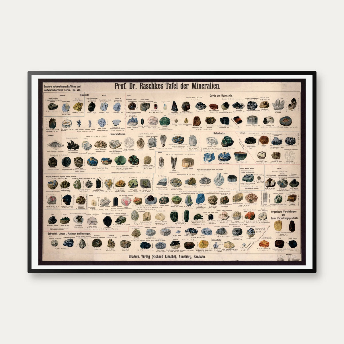 Mineraltavle 1911 - Undervisningsplanche - Plakat – billede 1