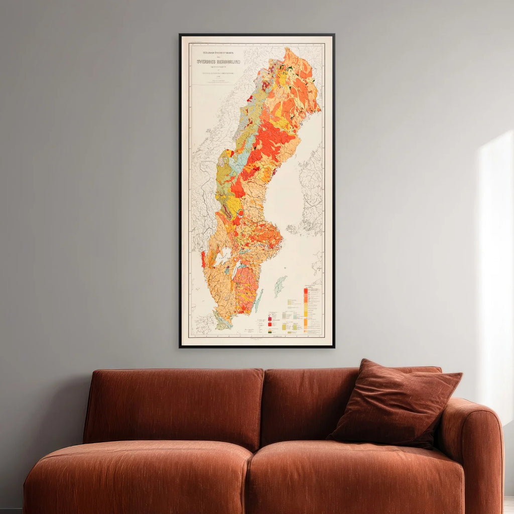Sveriges Bjerggrund 1901 - Geologisk Kort - 40×80 cm – billede 2