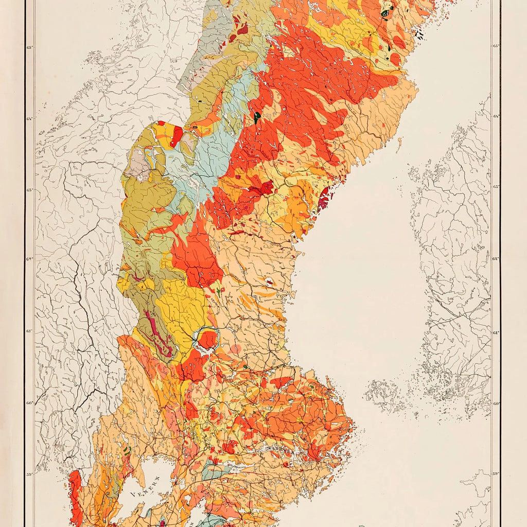Sveriges Bjerggrund 1901 - Geologisk Kort - 40×80 cm – billede 4