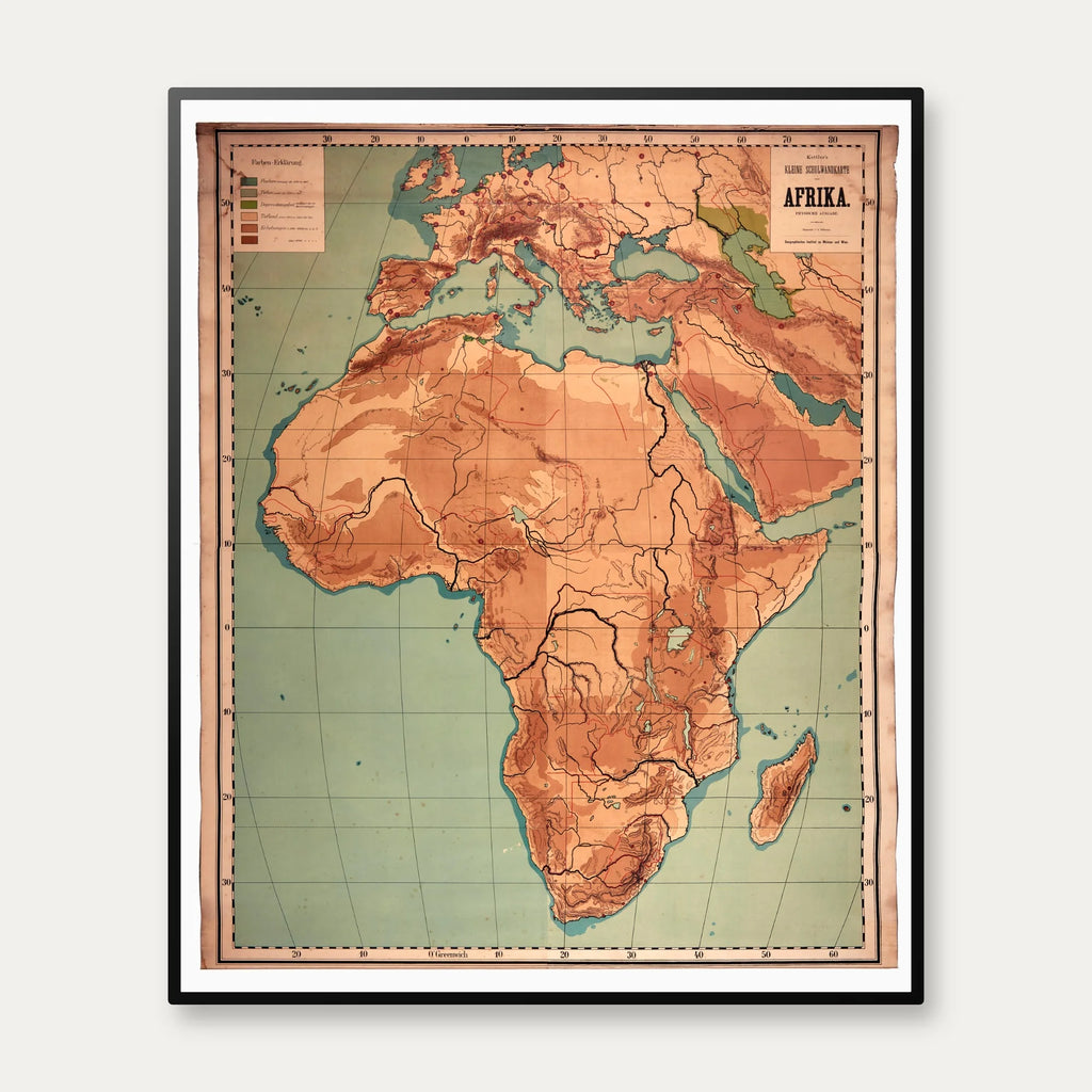 Afrika 1900 - Geografisk Skolekort - 58×70 cm – billede 1