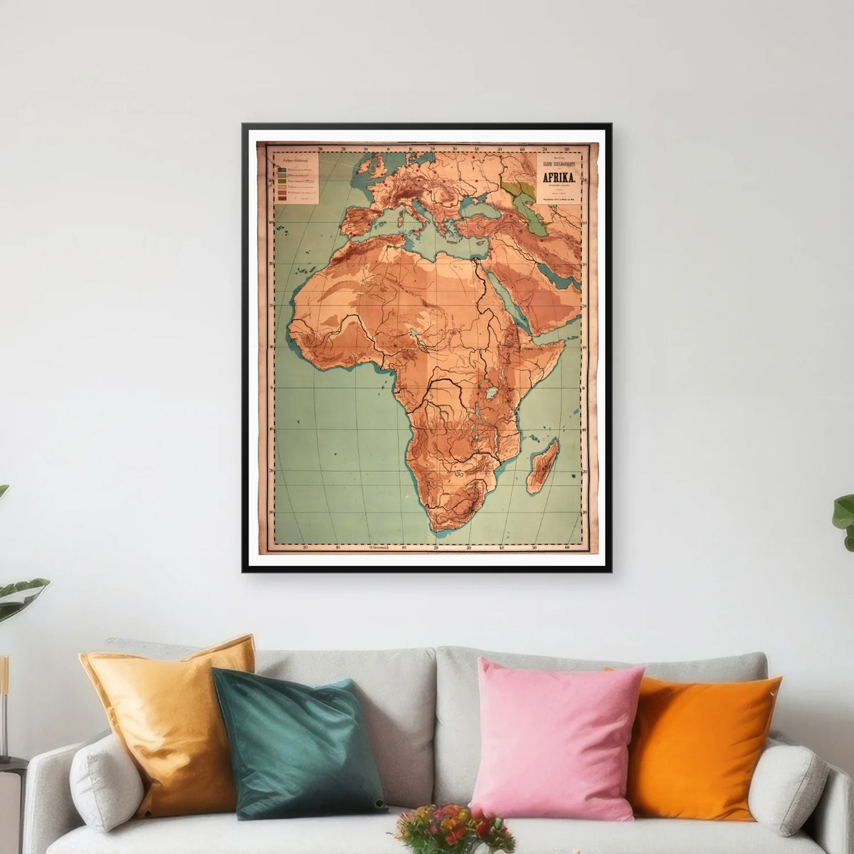 Afrika 1900 - Geografisk Skolekort - 58×70 cm – billede 3