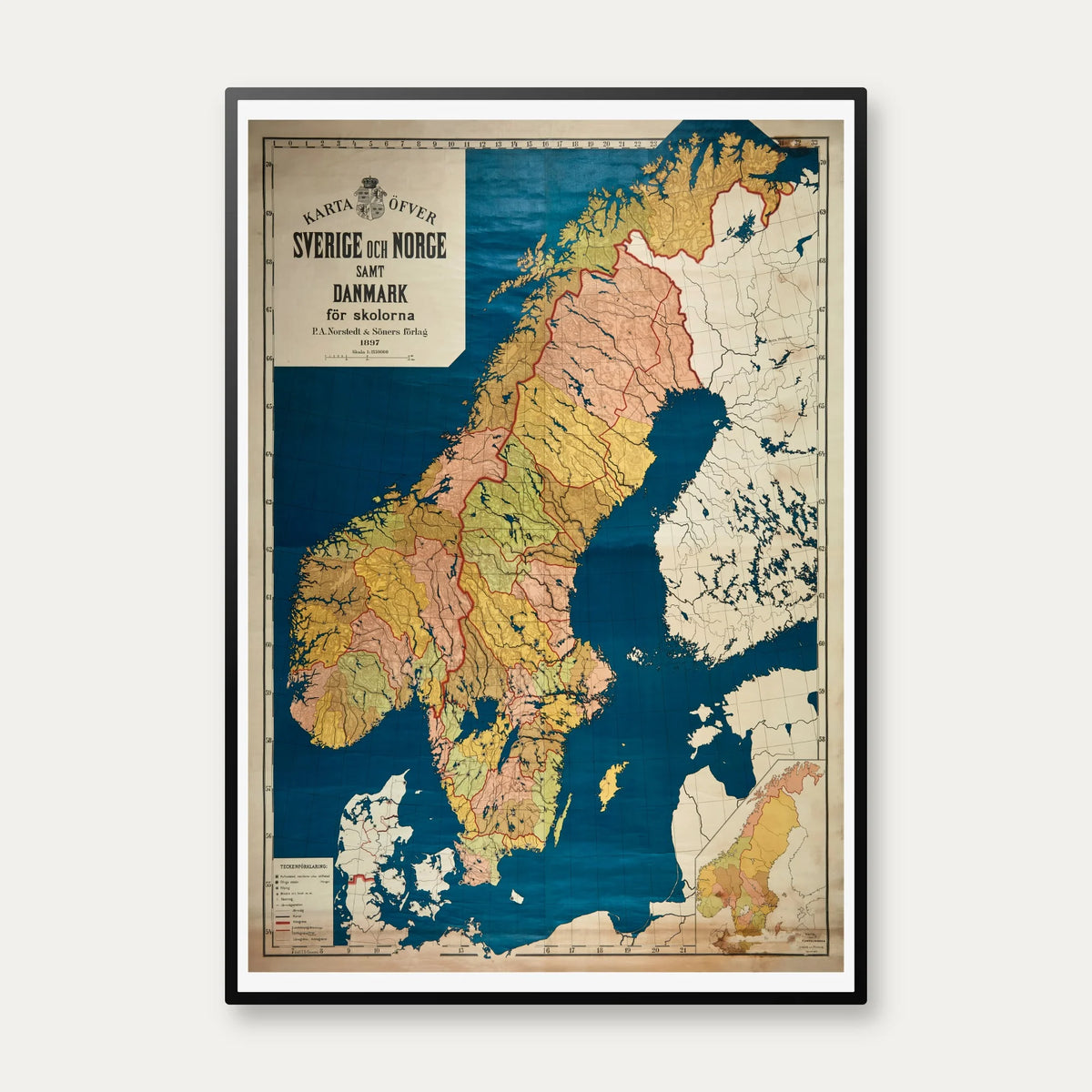 Sverige, Norge Og Danmark 1897 - Skolekort – billede 1