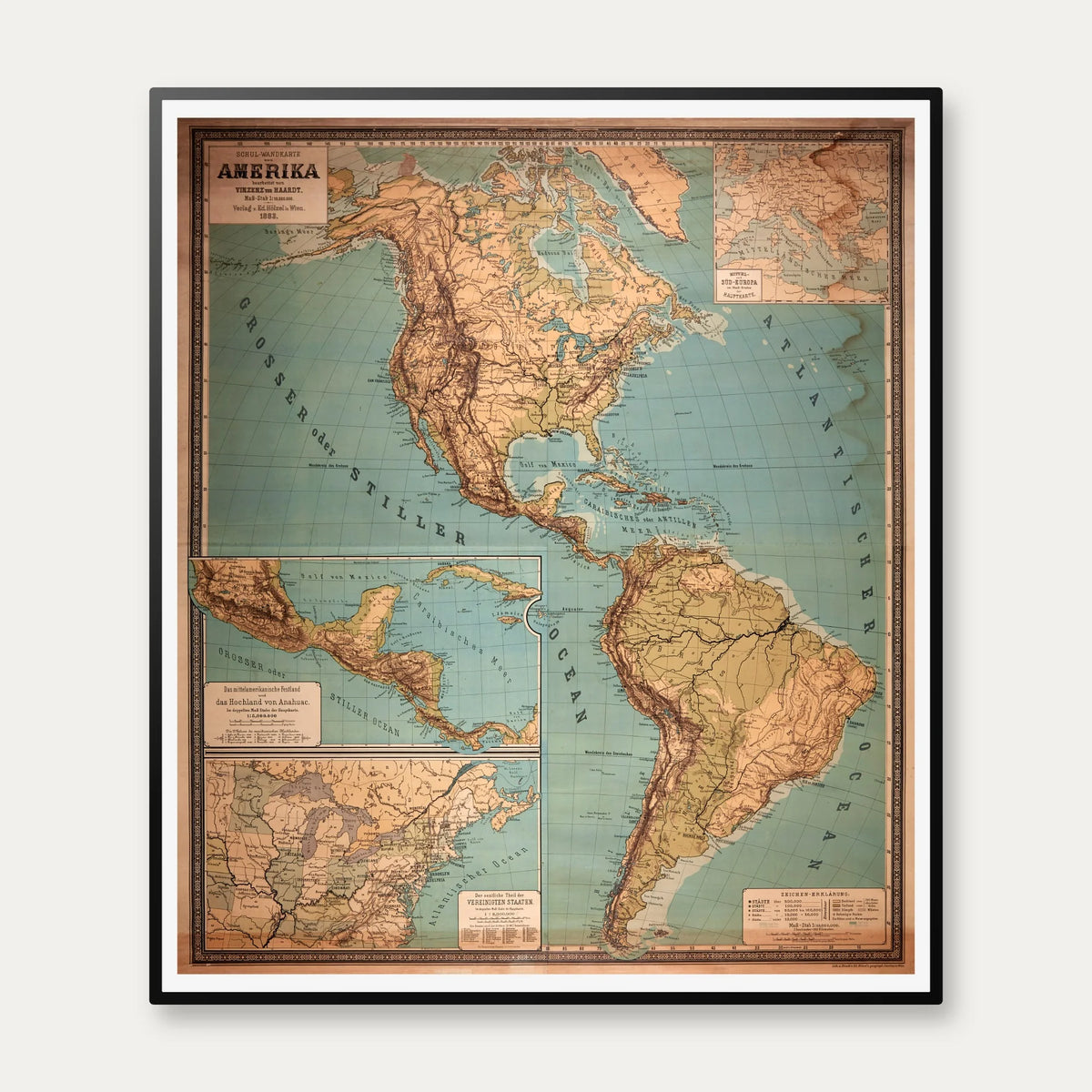 Amerika 1883 - Skolekort - 61×70 cm – billede 1