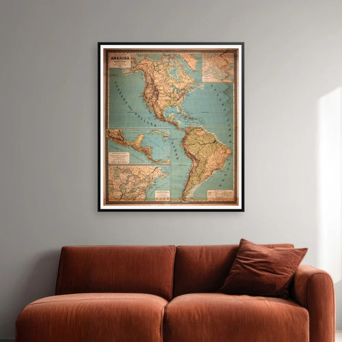 Amerika 1883 - Skolekort - 61×70 cm – billede 2
