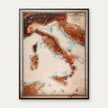Højdekort Italien 1883 - Skolekort - 54×70 cm – billede 1