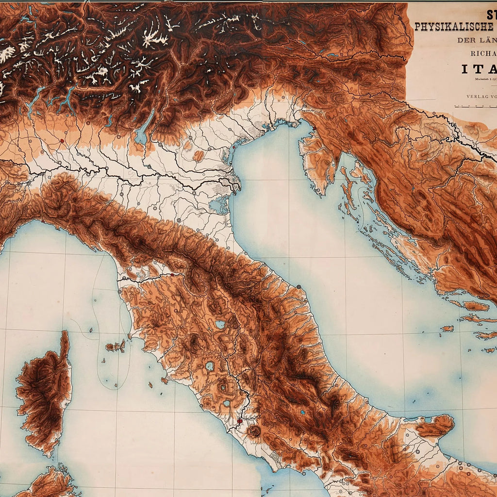 Højdekort Italien 1883 - Skolekort - 54×70 cm – billede 4