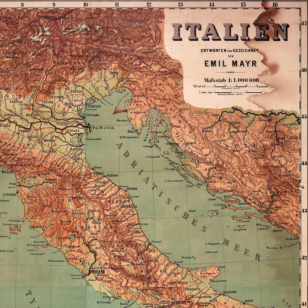 Italien 1880 - Landskabskort - 59×70 cm – billede 4