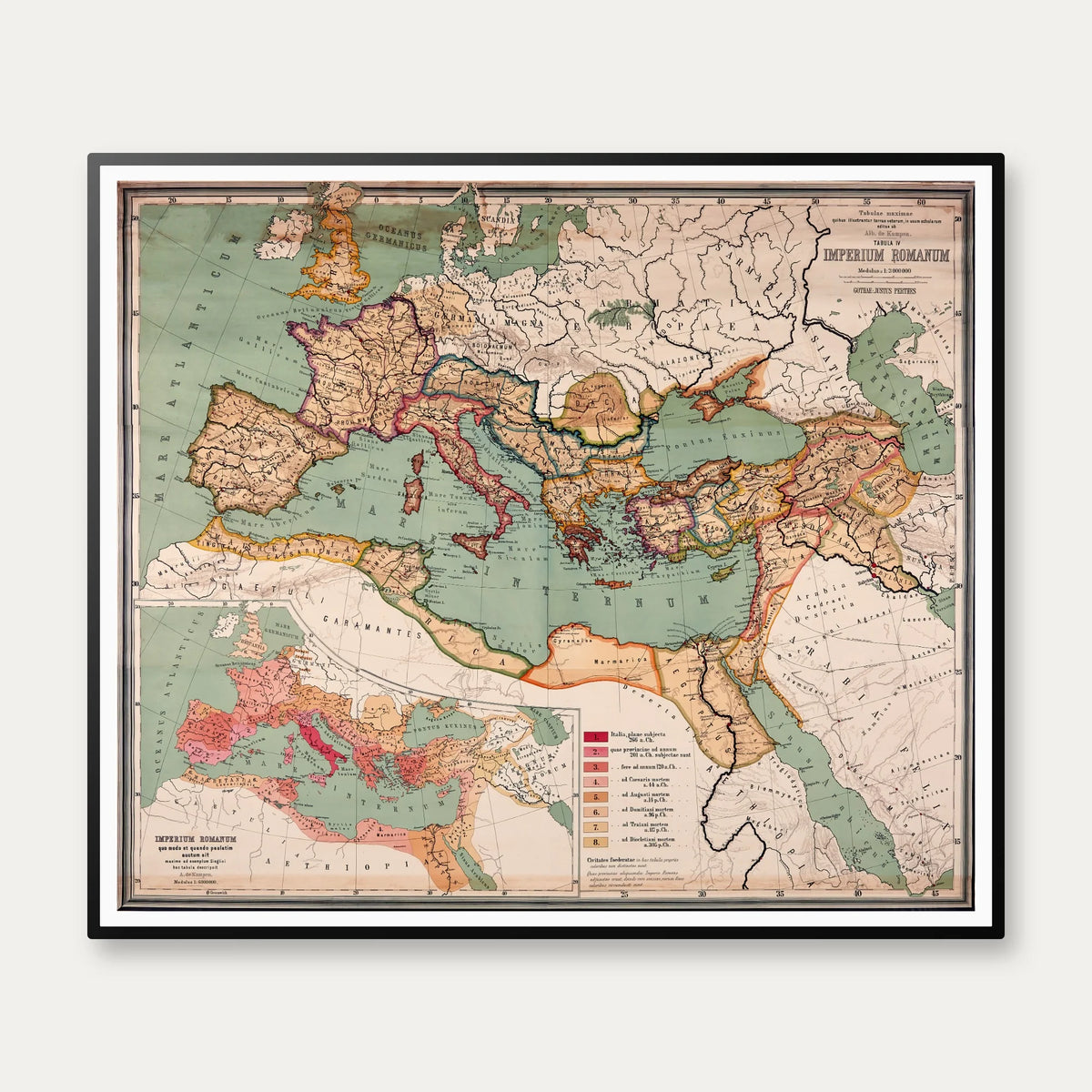 Romerriget 1889 - Skolekort - 70×60 cm – billede 1