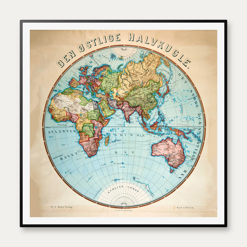 Østlige Halvkugle 1900 - Geografisk Kort – billede 1